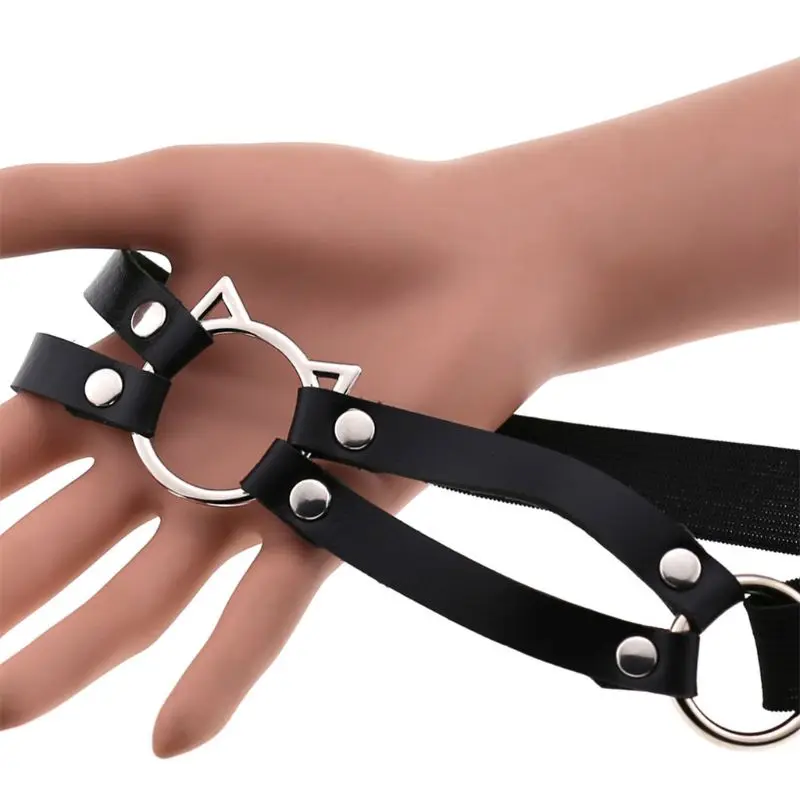 Женский сексуальный ремень из искусственной кожи с вырезами и котом