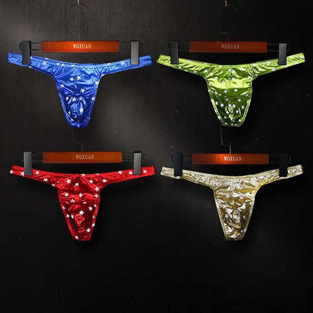 

Shiny T-Back Panties Men Sexy Low-Waist Thongs And G String Male Smooth Soft Breathable Underwear Hip-Lifting Star Briefs Panty