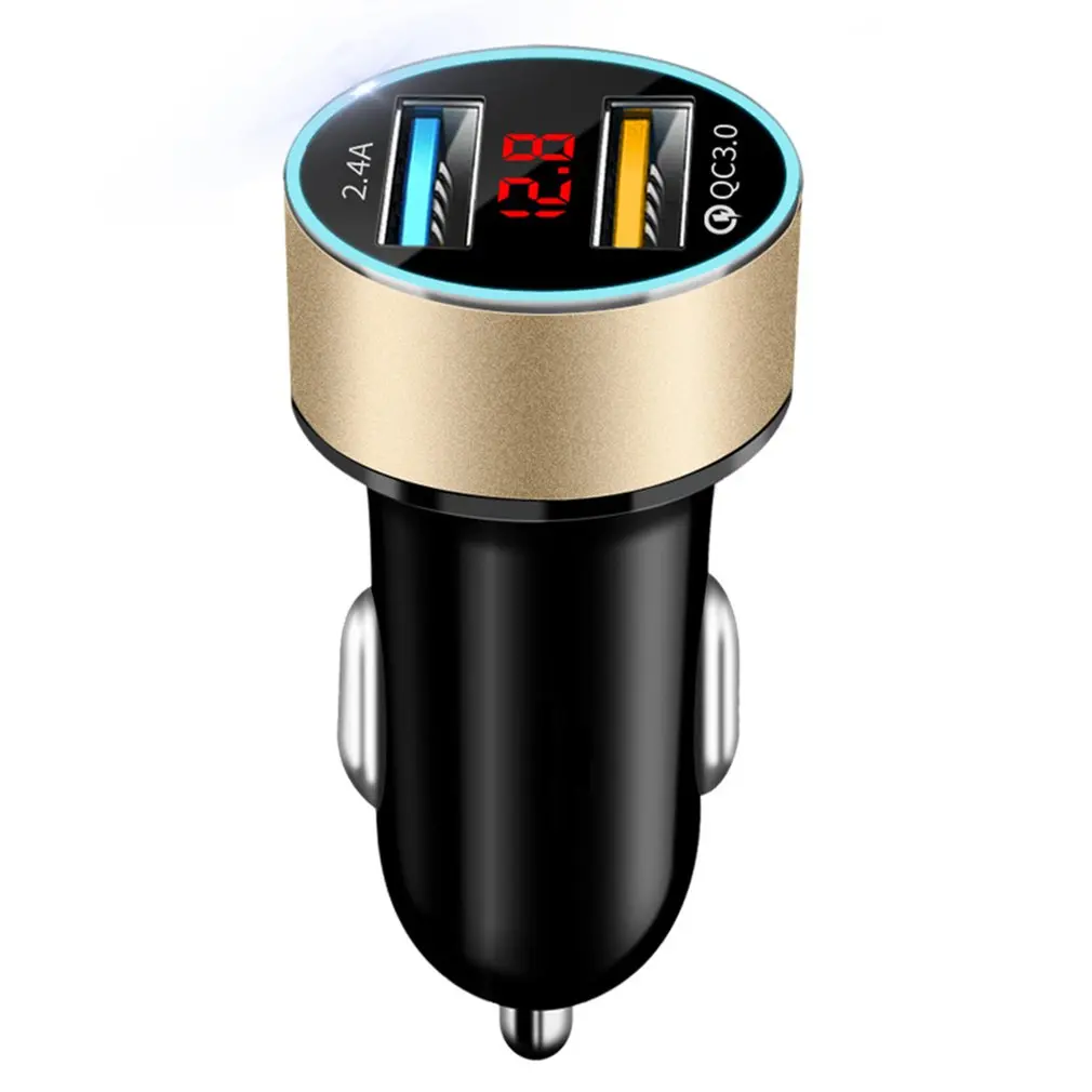

Auto Accessories Dual USB Digital Display Car Charger Portable Car Cigarette Lighter With LED Display Car Charger