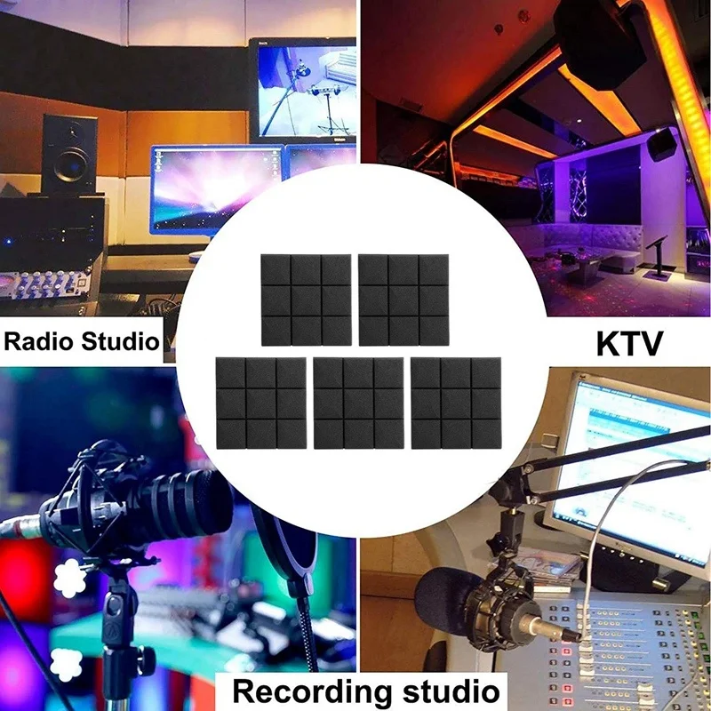 5 шт. Акустические панели студии Звукоизоляционные клинья из пенопласта для поглощения звука с дизайном 9 блоков гриба.