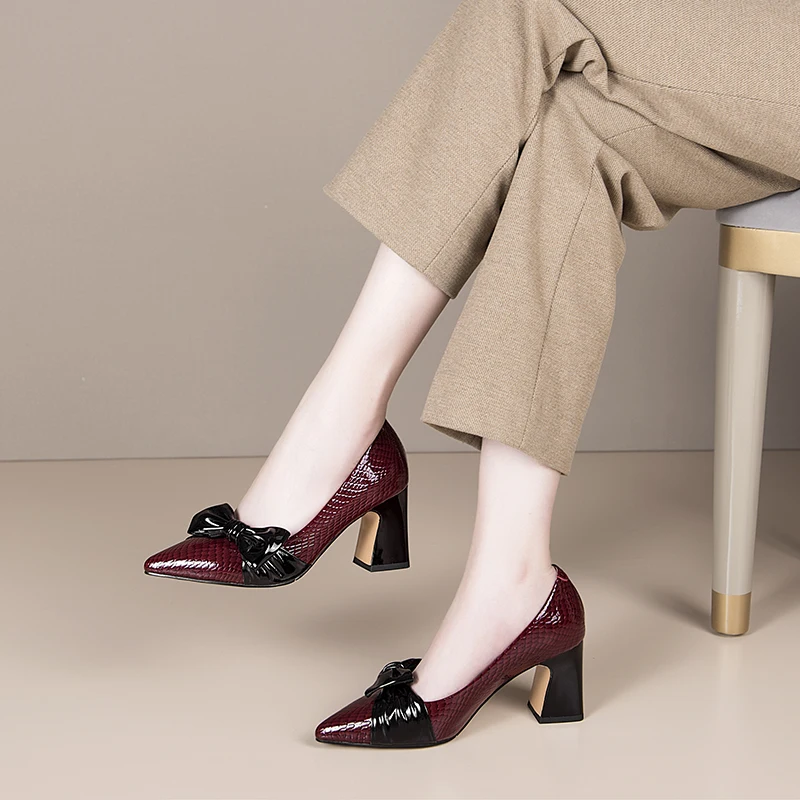

Classic Design High Heels Pumps Vintage Women Shoes Butterfly Knot Shallow Spring Summer Wedding Office Lady Shoes Woman