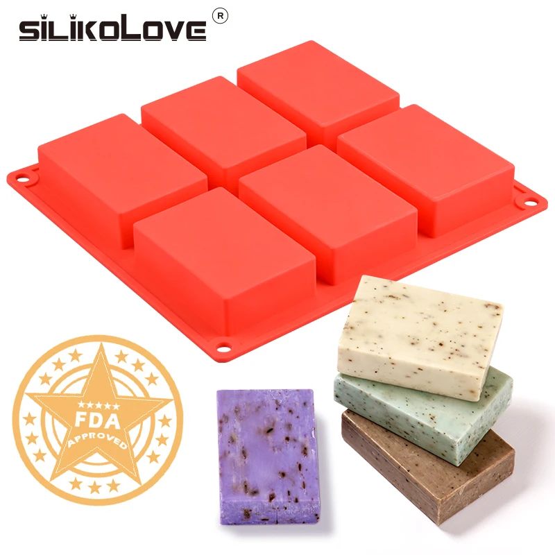 Силиконовая форма SILIKOLOVE для мыла 6 ячеек 3D Прямоугольная сделай сам ручной