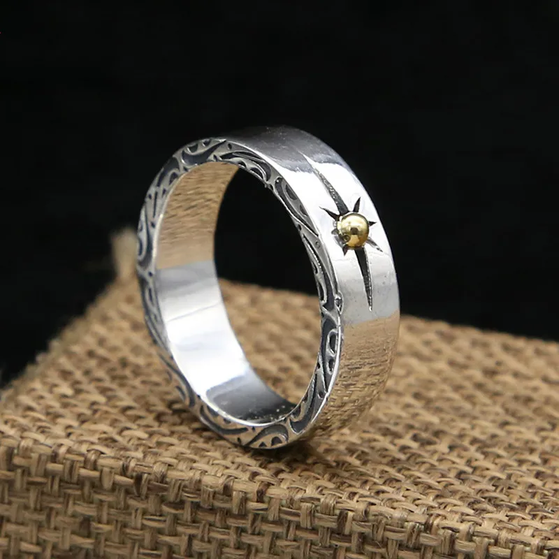 

925 пробы серебряные начальные парные ювелирные кольца для мужчин женщин мужчин Sun ray обручальное мужское кольцо