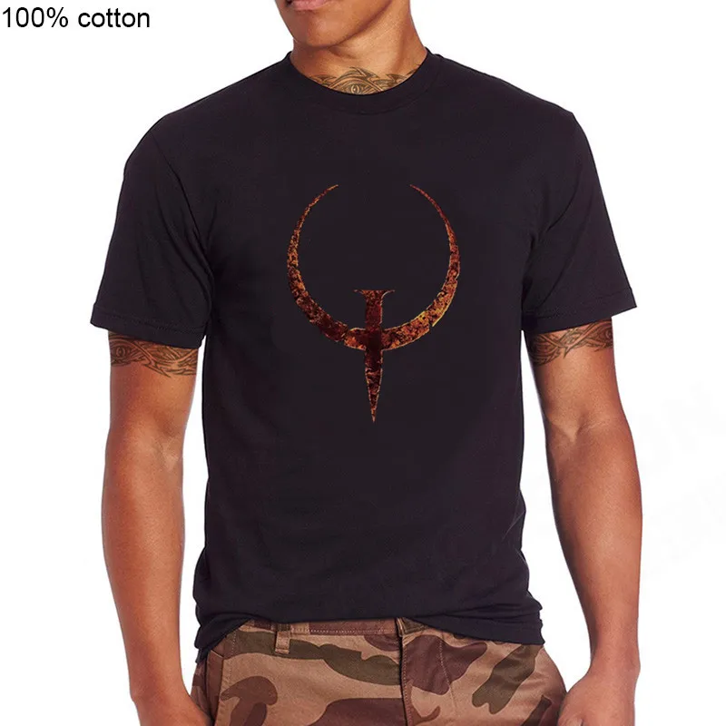 Quake видеоигра футболка Базовая с короткими рукавами размер плюс мужской 100%