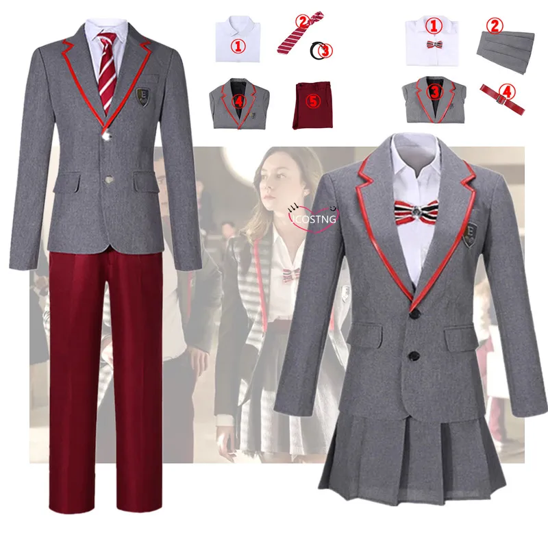 Элитная школьная форма сериала ТВ 2021 серый костюм для косплея индивидуальная
