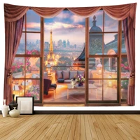 sepyue window wall tapestry wall hanging hippie room decoration home decor bedroom night view curtain background blanket valance