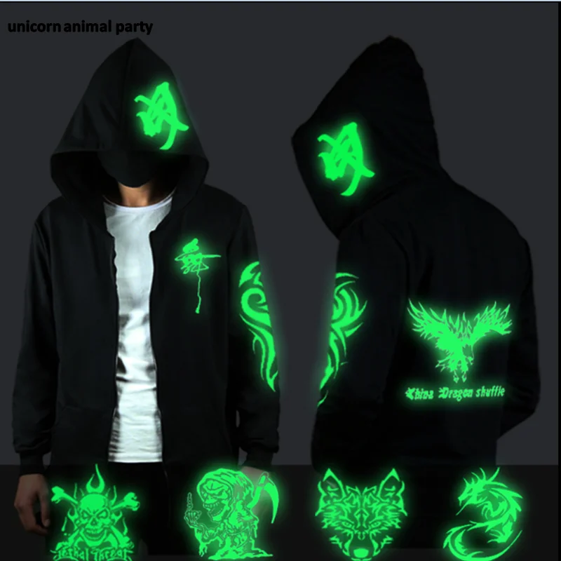 Унисекс фосфоресцирующая куртка с длинным рукавом одежда Свободное пальто и