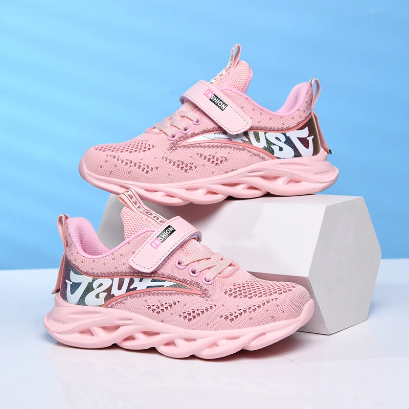 

New Hot Kids Sneakers Air Mesh Running Shoes for Children Girls Sport Shoes Lace Up Student Kids Teins Shoes Soft Casual Shoes