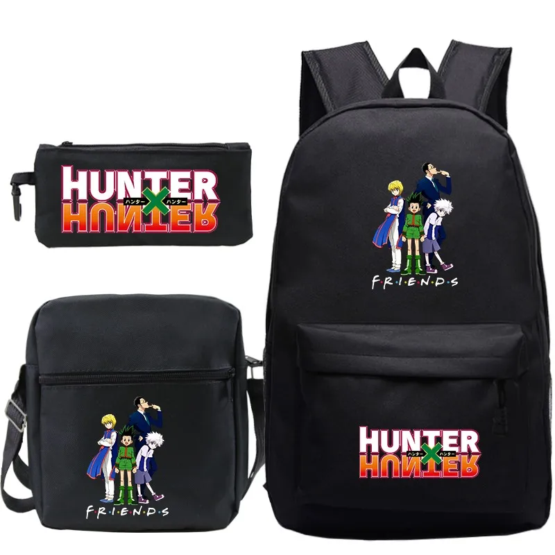 

HUNTER X HUNTER Printed Anime Backpack for Teenage Shoulder Bag Black Backpacks Men Laptop Bag Canvas 3pcs Schoolbag Mochila
