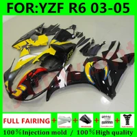 new abs motorcycle injection mold fairing kit for yamaha yzfr6 03 04 05 yzf r6 2004 bodywork fairings 2003 2005 black yellow