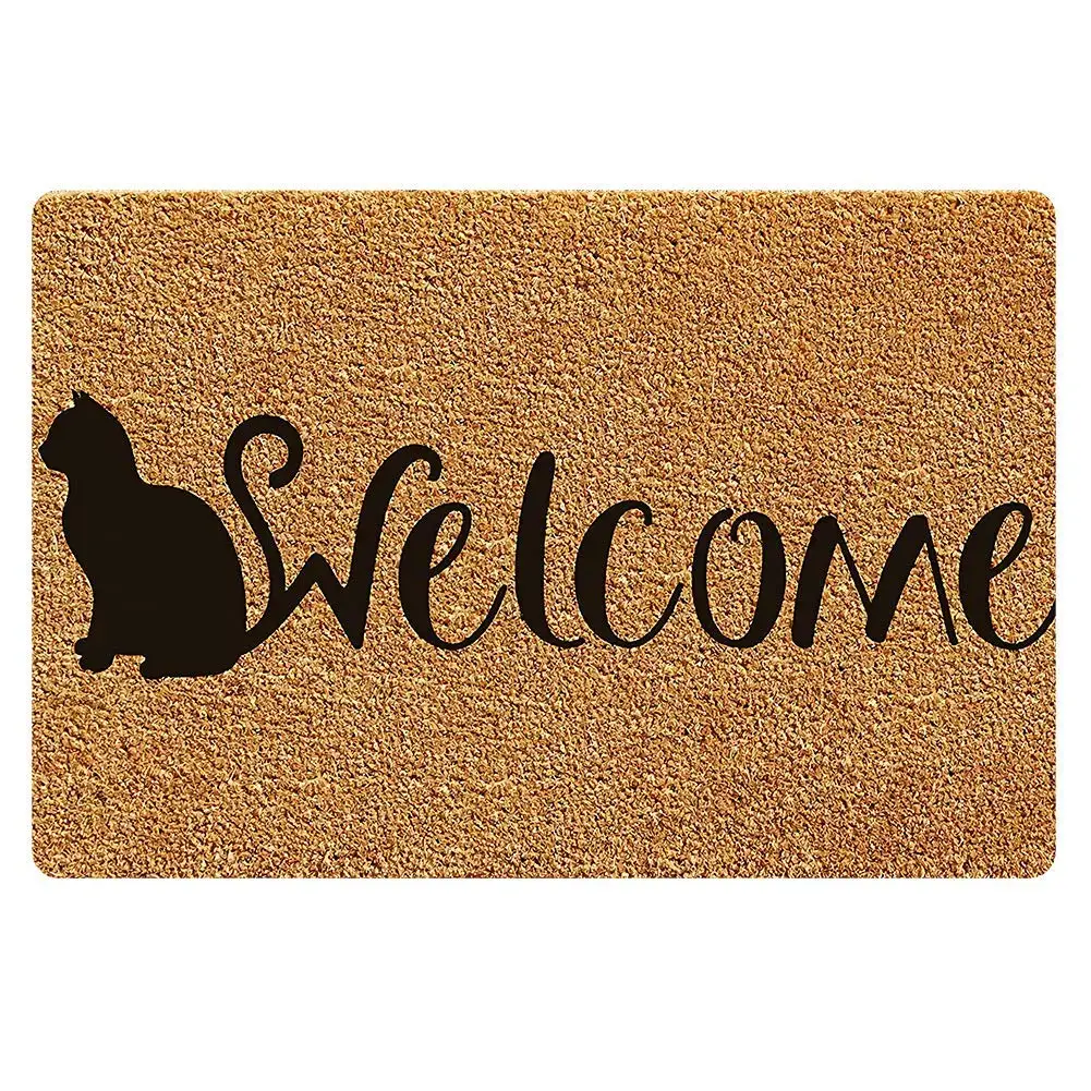 Коврик для входной двери с черной кошкой нескользящий Декоративный Напольный