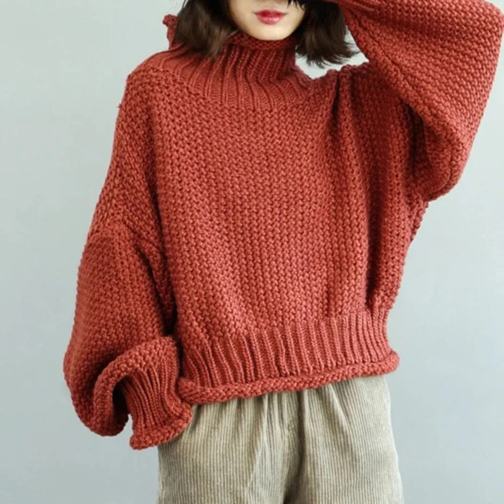 

Fall Sweaters For Women 2021 Hot Sale Spring And Autumn New Fashion Warm Turtleneck Loose Top Women Harajuku Sweater Women