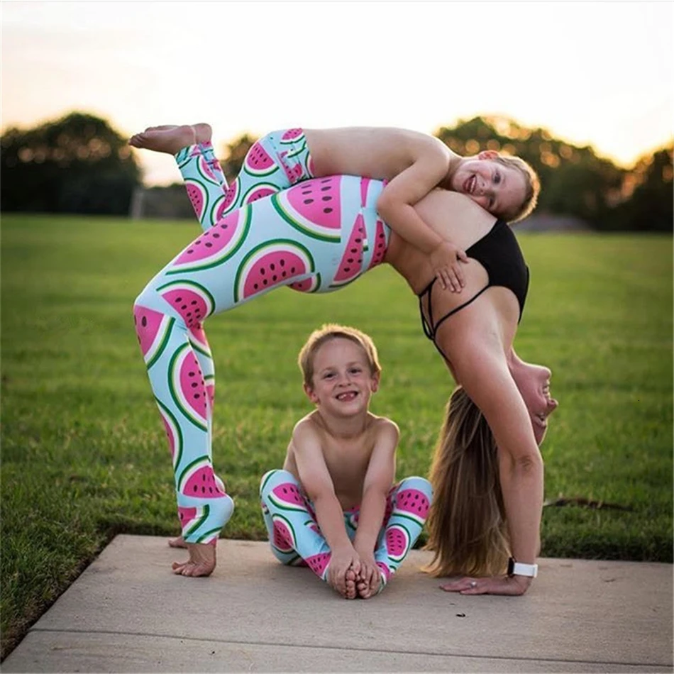Веселые летние Леггинсы для йоги с принтом арбуза женщин плотные не