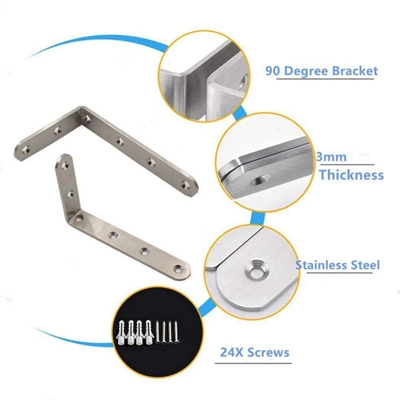 

4 Pieces of 150X100MM Heavy-Duty "L"-Shaped Decorative Joint Corner Shelf Shelf Wall-Mounted Bracket with Screws