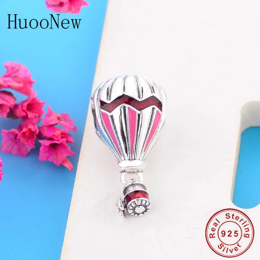 Fit Original Pandora Charm Bracelet 925 Sterling Silver Polish Red Enamel Fire Hot Air Balloon Bead Pendant Making Berloque 2019 | Украшения