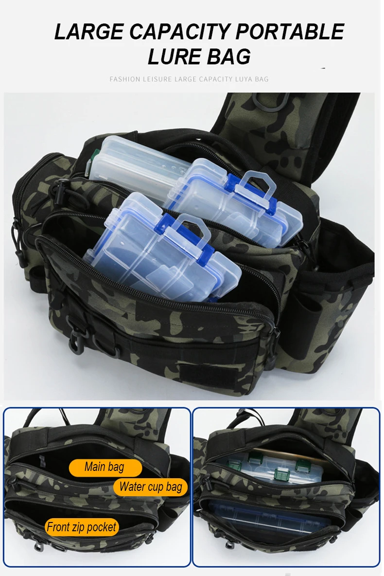 

Multifunctional Fishing Tackle Bags Single Shoulder Crossbody Bag Waist Pack Fish Lures Gear Utility Storage Fishing Bag X232G