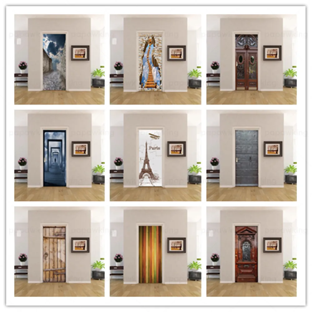 

Door Sticker Transparent Glass Effect Poster 3D Door Mural Vinyl Dots Wall Stickers Kids Room Decoration Cartoon Wallpaper Art