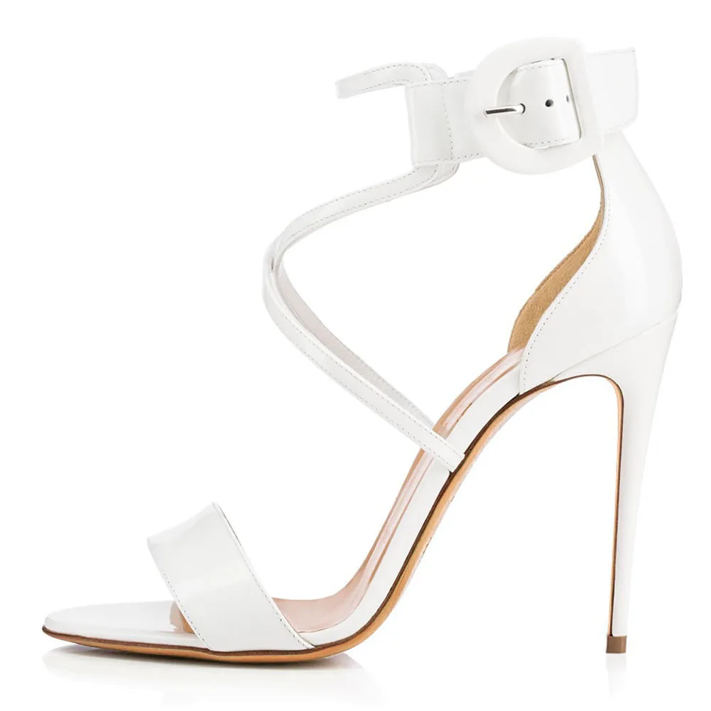 

Women's white black red cross band Super High Heel Sandals dinner shoes fashion women's shoes