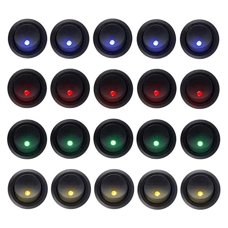 

20 шт. 12 В тумблер точечный светодиодный светильник круглый переключатель Spst ВКЛ-ВЫКЛ управление для автомобилей, грузовиков, домов на колес...