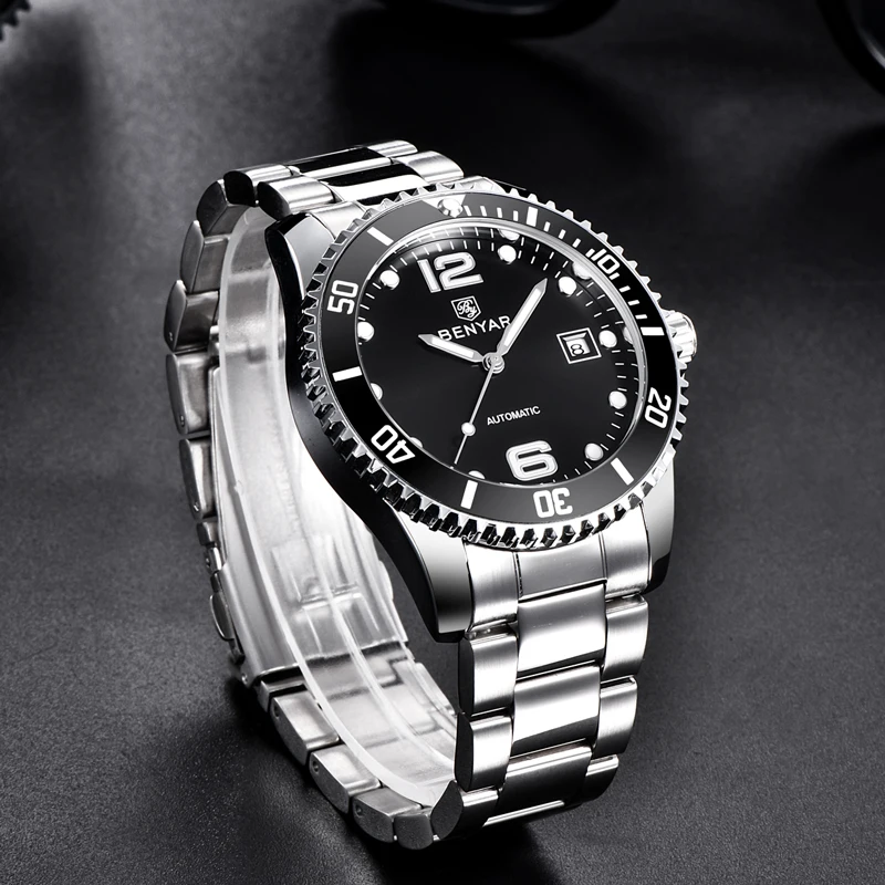BENYAR механические часы для мужчин автоматические водонепроницаемые наручные из
