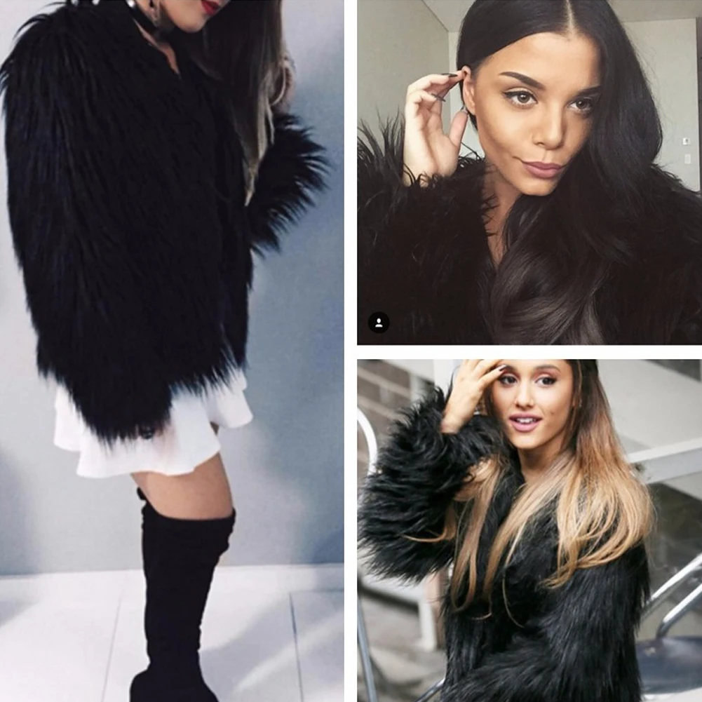 Модная дамская зимняя Для женщин верхняя одежда из искусственного меха Верхняя