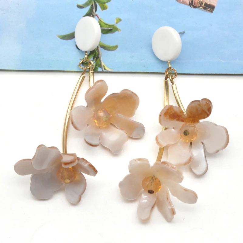 Длинные акриловые Подвесные серьги в виде цветка женские индивидуальные висячие