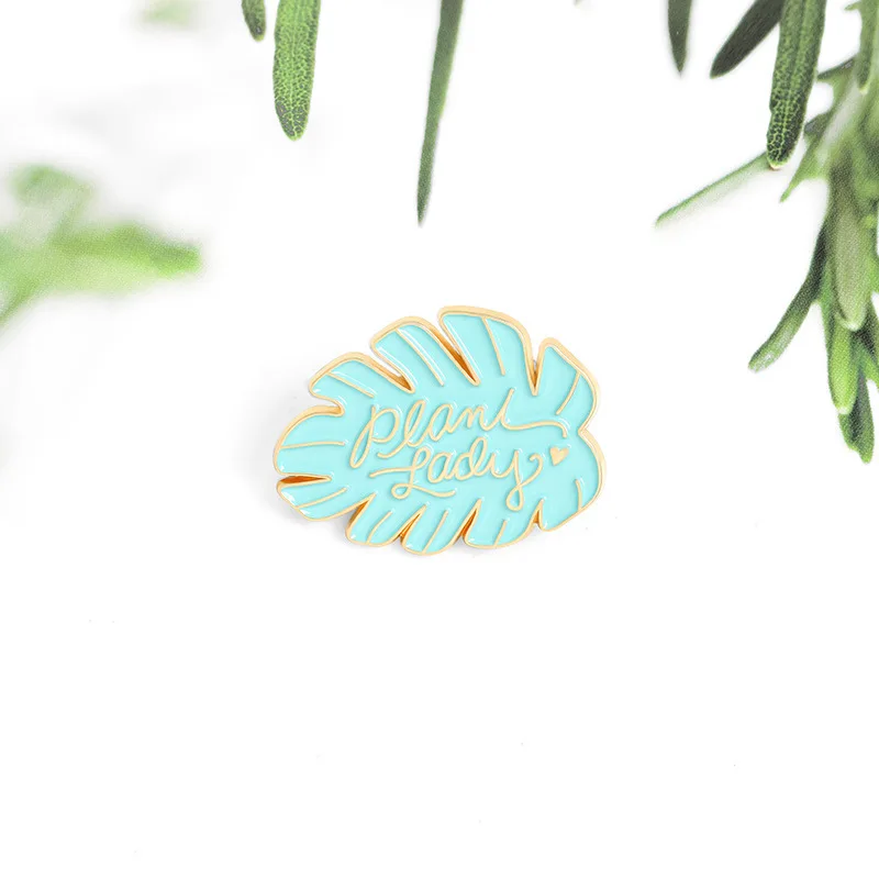 

LIWO Cartoon Green enamel brooch alloy badge leaves pin Fashion Clothes jewelry Monstera Collar Pin Fashion Jewelry Brooches