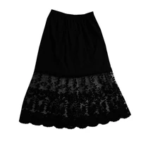 lady lace slip skirt chiffon extender knee length underskirt petticoat black skirt uk 913 075