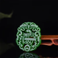 natural green double sided hollow carved magpie jade pendant fashion boutique jewelry men and women plum necklace accessories