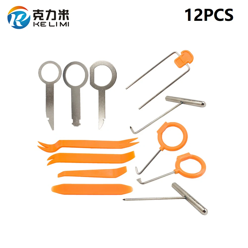 

12 Pcs Car Interior Trim Removal Tool Kit Universal Garage Automobile Door Audio Panel Clip Pliers Fastener Pry Disassembly Tool