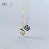 modian blue crystal eyes pendants classic fashion 925 sterling silver gold color necklace for women s925 silver fine jewelry