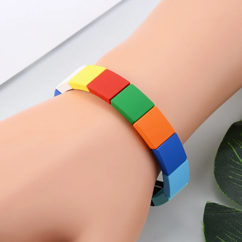 Новый Красочный браслет с уникальной радужной эмалью ручной работы унисекс