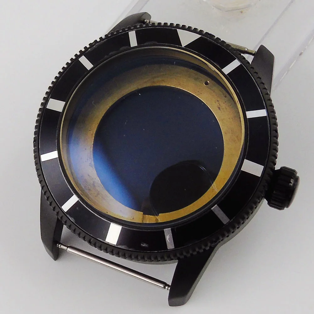 Luxury 46mm Rotating bezel Automatic PVD Coated Watch Case Fit ETA 2836 MIYOTA Movement