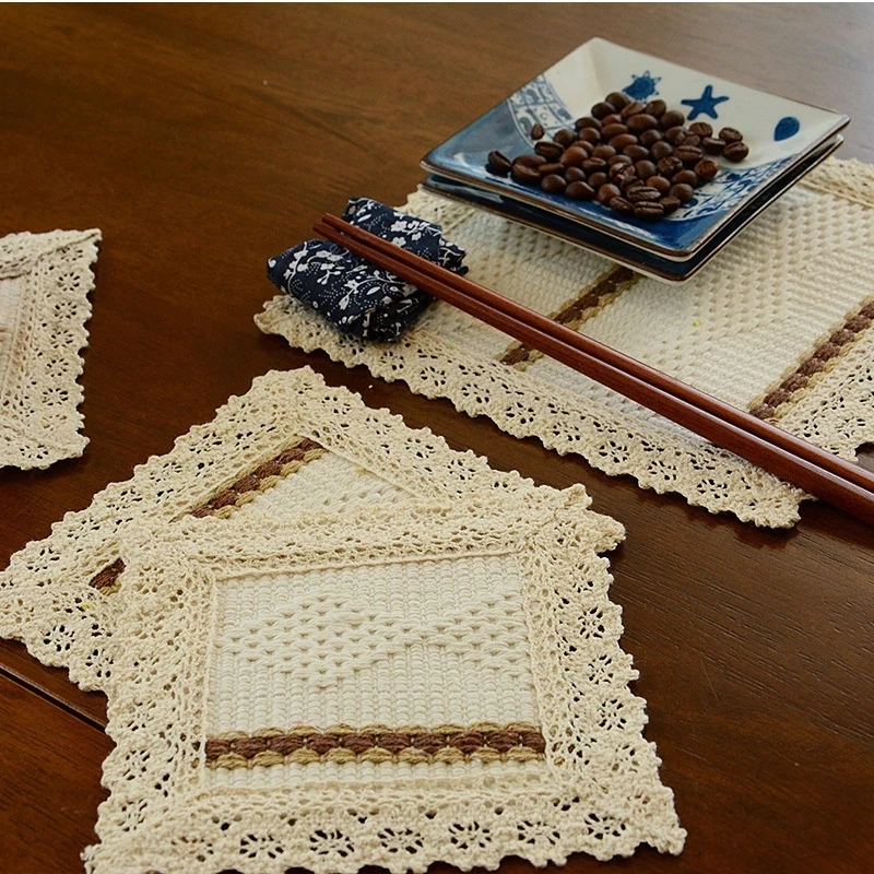 

1PCS Modern Table Mats Stripe Tablecloth Placemat Coffee Pads Linen Material Tea Cup Pad Mat Coasters Christmas Placemats E021