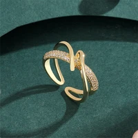 2021 new arrival contracted fashion fine open rings senior hollow metal temperament women adjustable rings