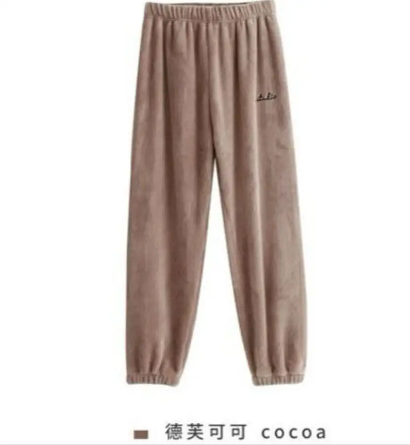 Pants-coco Зимний толстый женский пижамный комплект, осенне-зимняя фланелевая теплая Пижама с рисунком, Женская домашняя одежда, женская пижама - Цвет: Pants-coco