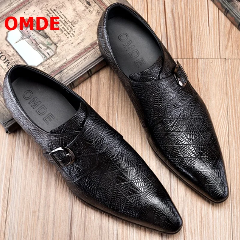 Туфли OMDE мужские из натуральной кожи Мокасины заостренный носок без застежки