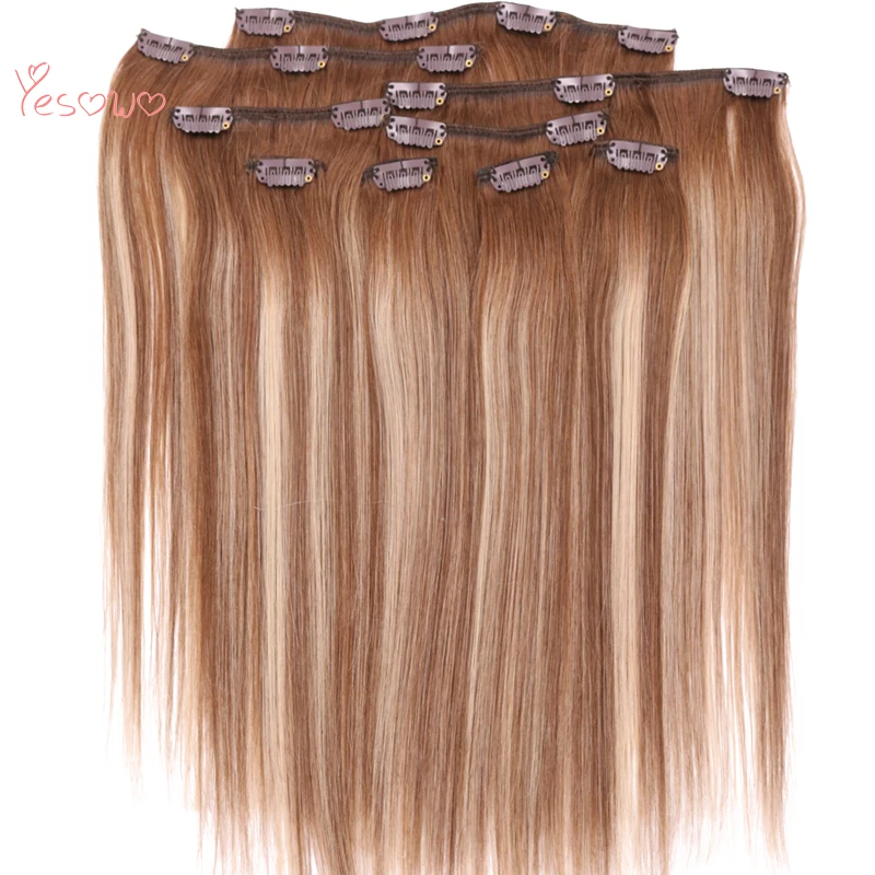 Yesowo комплект на всю голову 9 шт. необработанные человеческие вплетаемые волосы