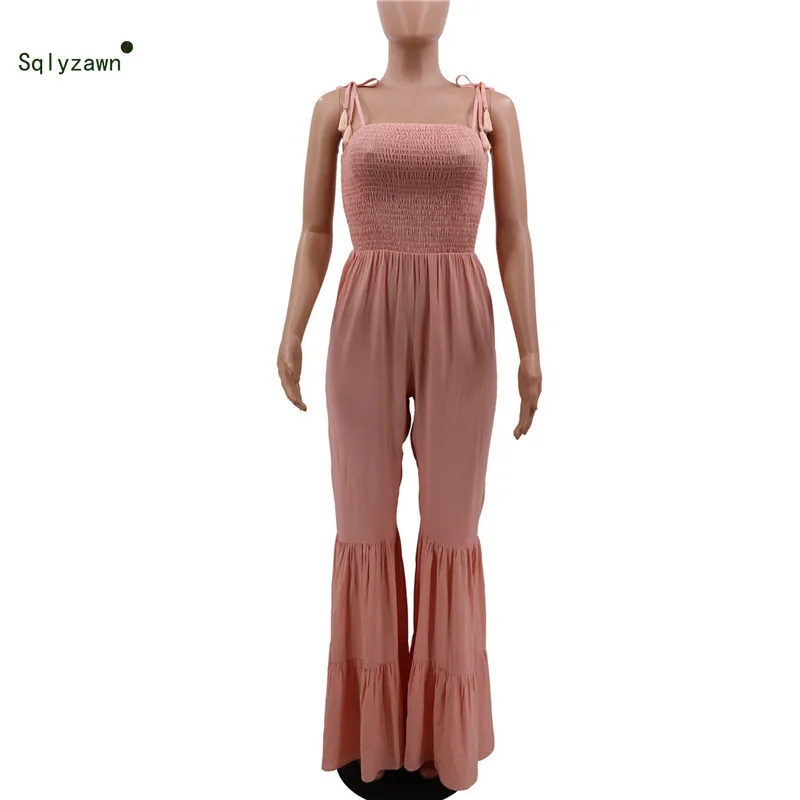 Плиссированные расклешенные широкие брюки комбинезон для женщин сексуальный на