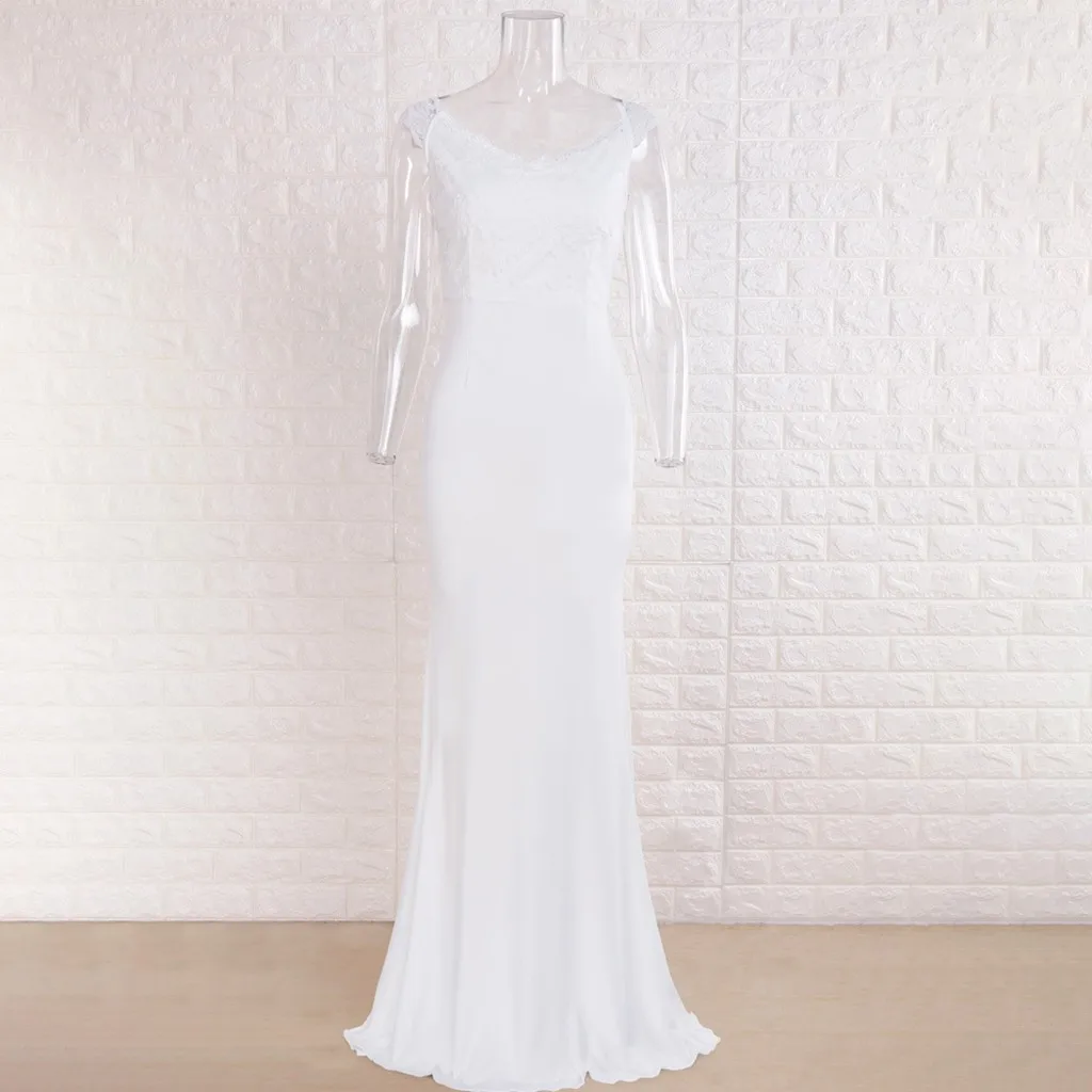

Women Backless Lace Dresses Wrap Ruched Sleeveless Nightclub Bridal Party Dress Elegant Soild Floor-Length Female Clothing