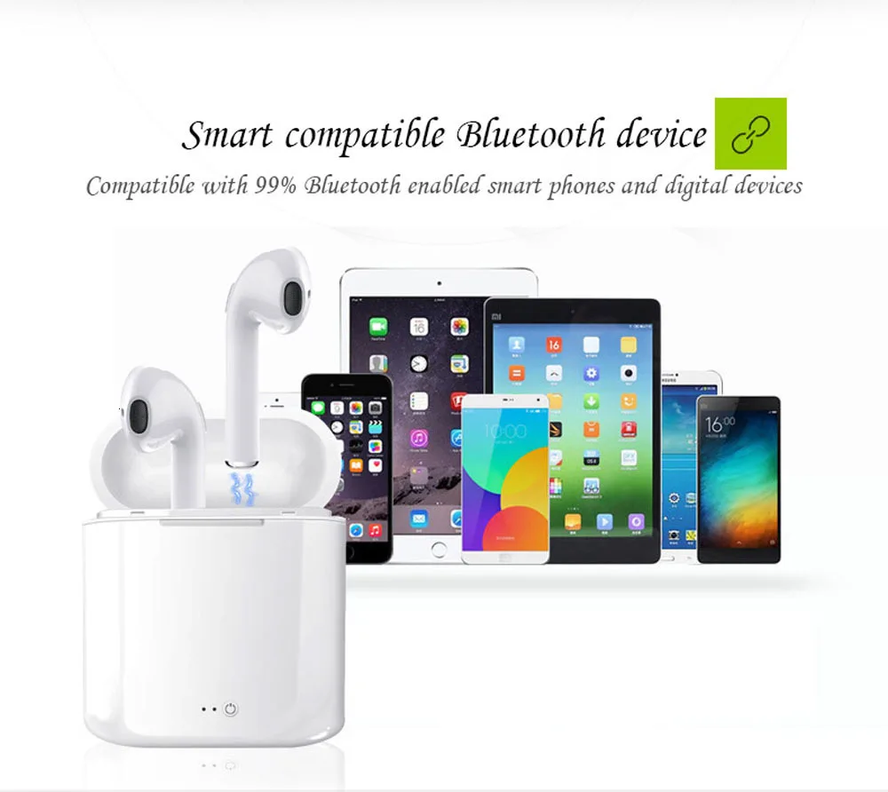 На русском языке TWS наушники-вкладыши Bluetooth I7 I7s мини беспроводные наушники музыкальные наушники стерео гарнитура для Iphone X 7 8 samsung Xiaomi