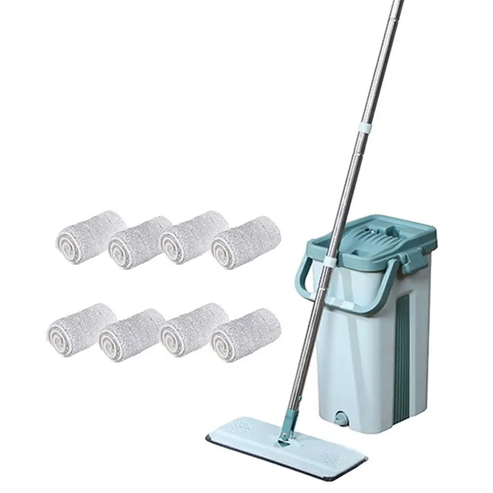 Плоская сжимающаяся половая тряпка и ведро без рук Швабра для мытья полов сухое