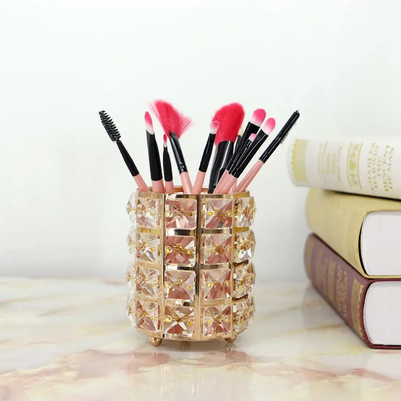 Хрустальная металлическая ручка карандаш держатель для макияжа кисть хранения