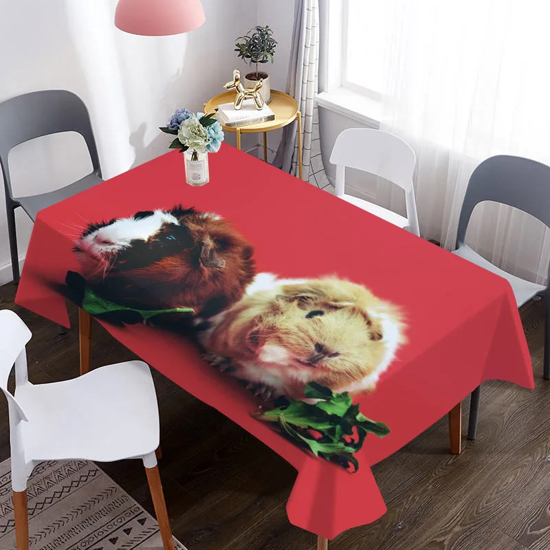 Скатерть из ткани Оксфорд с 3d-рисунком морской свинки водонепроницаемая для