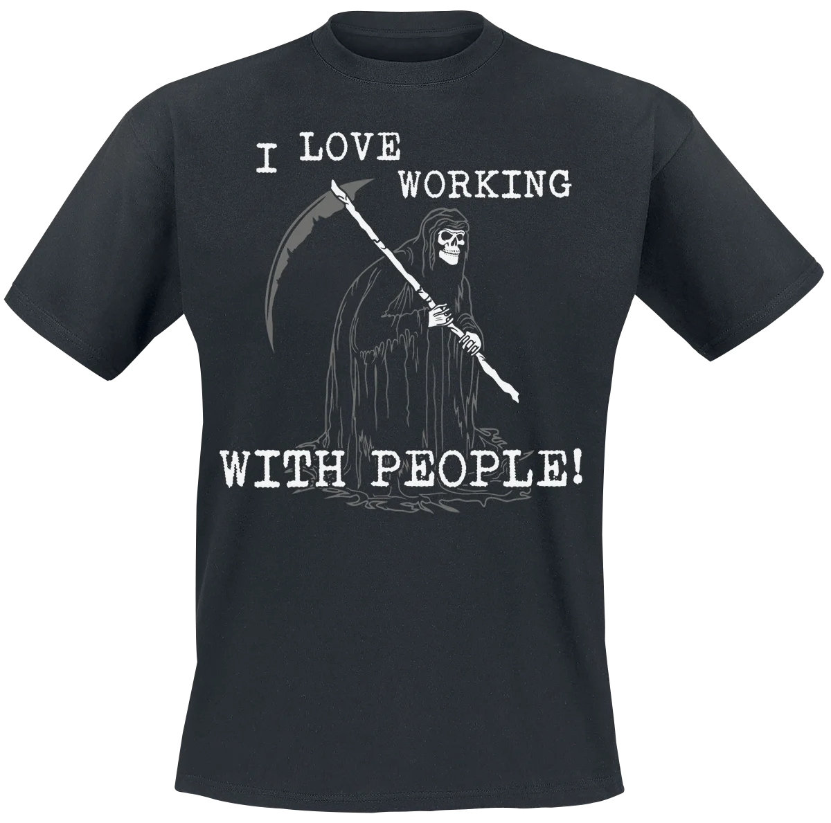 Мне нравится работать с людьми. Забавная футболка Grim Reaper. Летняя хлопковая