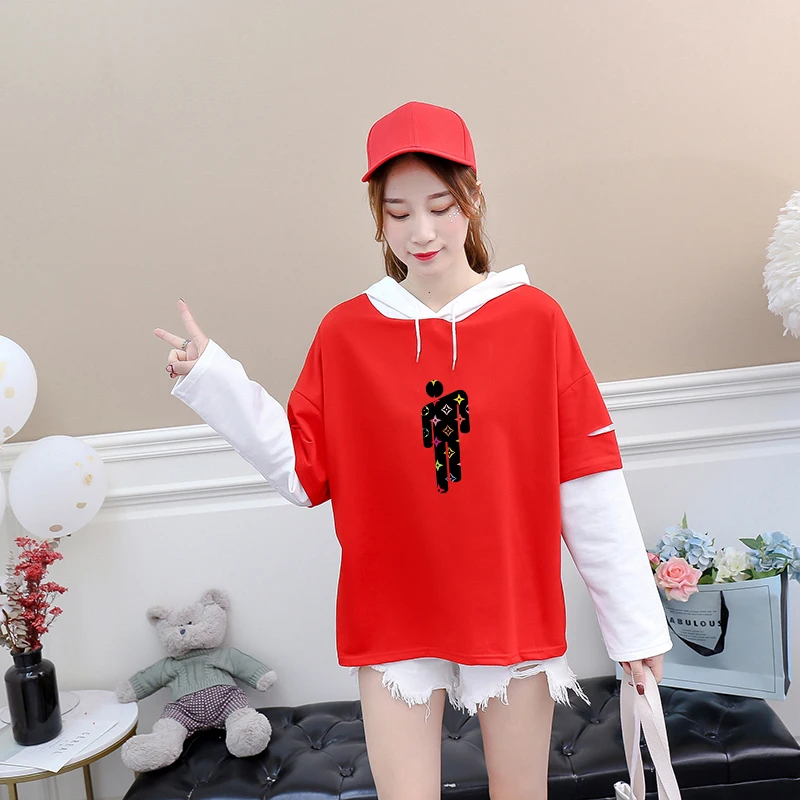 

Women T Shirt Bad Guy Long Sleeve Hooded TEE Shirt Women Funny Casual Female Sports Wear Hip Hop Sweatshirt Sweat Homme