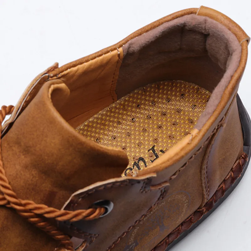 

Vintage Men Boots Leather Fashion Ankle Boots Men High Top Winter snow boots Casual Shoes Sneakers Botas Waterproof big size 48