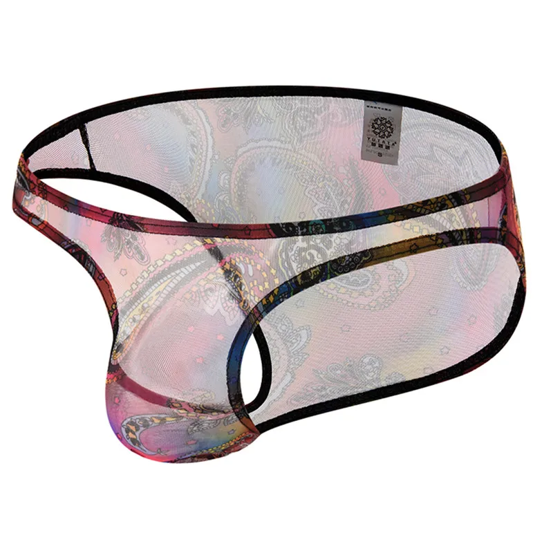 5PCS/Lot Sexy Mens Briefs Shorts Low Rise Man Sexy Underwear Lingerie Transparent Mesh See Through Breathable Underpants Briefs