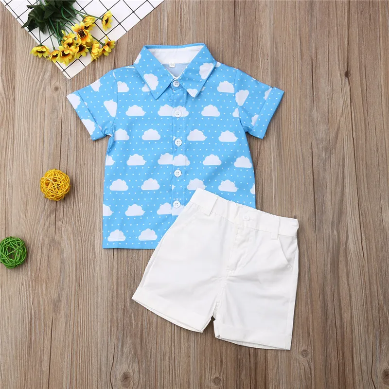 Toddler Kids Clothes Set Baby Boy Gentleman Shirt Short Sleeve Tops + Shorts Pants Party Cotton Summer Formal Suit Outfits |