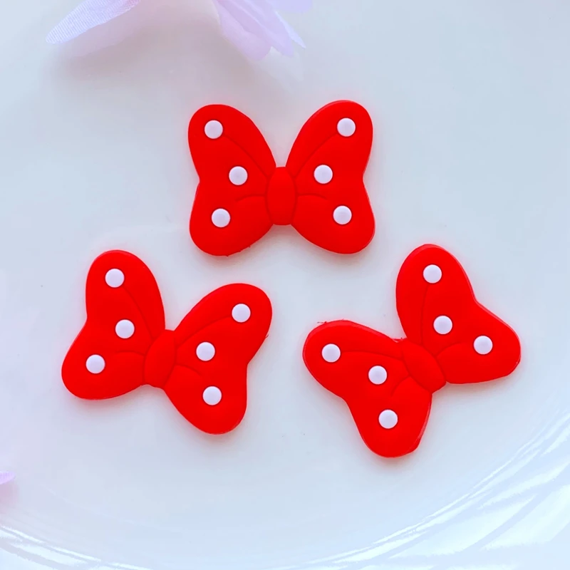 40 штук мягкого клея милый мультяшный бант из ПВХ с плоской задней стороной